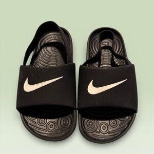 Nike Kids Black Slide Sandals with White Logo